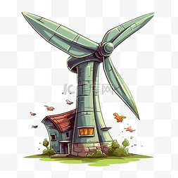 画风车图片_风力涡轮机 向量