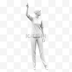 手指方向图片_3D 渲染护士插图与手势显示方向