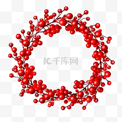 浆果树枝图片_圣诞雪浆果树枝花环框架