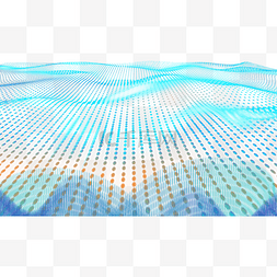 科技线条光效粒子图片_大数据波纹光效横图蓝色