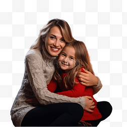 抱孩子女人图片_妈妈和女儿在圣诞树和壁炉旁幸福