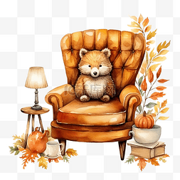 舒适的复古经典椅子秋季或秋季动