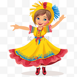 黄色的连衣裙图片_乌克兰剪贴画年轻女孩穿着黄色连