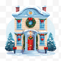 海报复古背景图片_圣诞节冬天房子城市景观