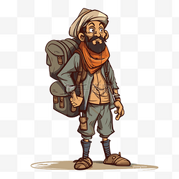 冒险家卡通图片_游牧剪贴画卡通冒险家戴着头巾，