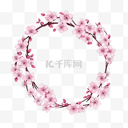粉色的花圈图片_粉色樱花或樱花花环框架贴纸