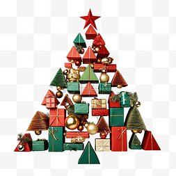冬季布置图片_创意构图，圣诞礼品盒布置成圣诞