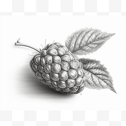 树莓素材图片_红树莓绘图的黑白插图
