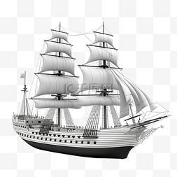 船艘图片_一艘海船的 3d 插图