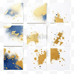 海浪金色图片_经典的蓝色和金色抽象背景设置斑