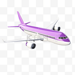 签证广告图片_白色和紫色的飞机 3D 插图旅游概