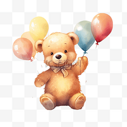 泰迪熊与气球插图 ai 生成