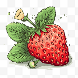 草莓剪贴画水果草莓与叶子卡通 