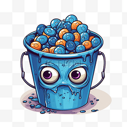 糖果矢量橙色图片_万圣节桶，带蓝色眼球，用于糖果