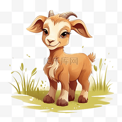 浅褐色药片图片_可爱的山羊动物插画