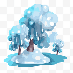 冰冻树木和雪的透明雪剪贴画卡通