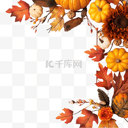 餐盘卡图片_带有感恩节标志和叶子的顶视图安