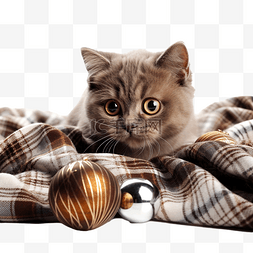 有趣的英国猫巧克力色正在毯子上