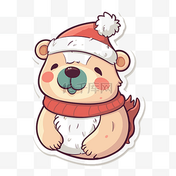 小雪图片_小雪熊贴纸，带有围巾和圣诞老人