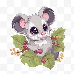 可爱的负鼠剪贴画可爱的小老鼠坐