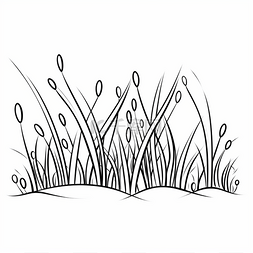 草地上的儿童图片_画草和树叶的轮廓