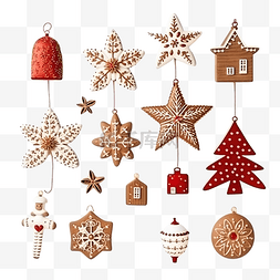 木桌顶视图上的圣诞装饰系列