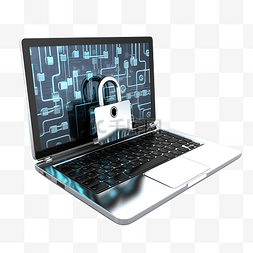 數據安全图片_3d 插图保护笔记本电脑安全