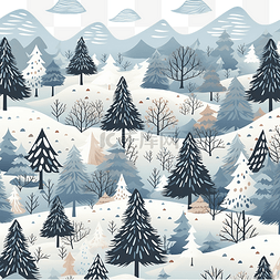 冬天的风景卡通图片_聖誕無縫模式