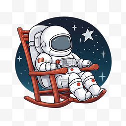 圣诞节屋图片_可爱的宇航员机器人在摇椅上孤立