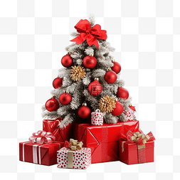 树下的圣诞礼物，装在漂亮的红色