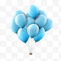 蓝色背景兔子图片_气球上飞翔的蓝色鸡蛋 PNG