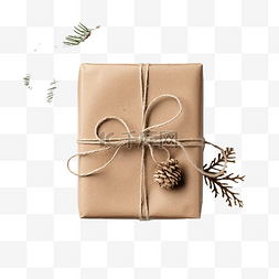 生日包装纸图片_用再生纸和圣诞装饰包裹的礼盒