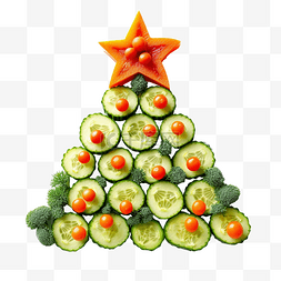 开胃零食图片_有趣的可食用圣诞树，由黄瓜和胡