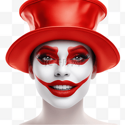 红色幽默图片_小丑脸红色大帽子