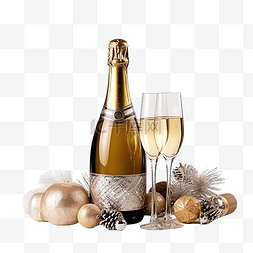 起泡酒酒瓶图片_木制圣诞装饰瓶香槟