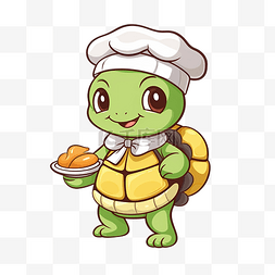 乌龟可爱卡通图片_乌龟厨师卡通涂鸦卡哇伊动漫着色