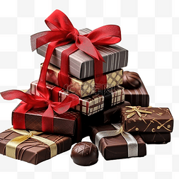 盒巧克力图片_将各种巧克力包装在小盒子里作为