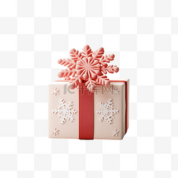 包装盒样机图片_用纸和雪花包裹的圣诞样机礼品盒