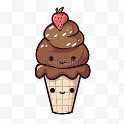 可爱的卡哇伊巧克力冰淇淋png插图