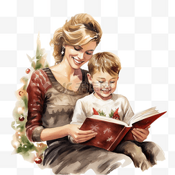 一家人看图片_快乐的年轻母亲和小儿子在圣诞树