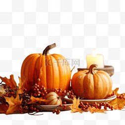 美食桌面背景图片_感恩节秋季餐桌布置，配有南瓜和