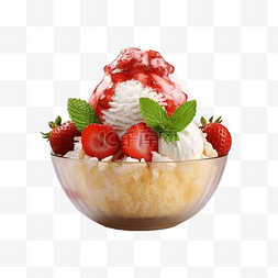 可口草莓图片_bingsu 草莓冰淇淋 3d 渲染