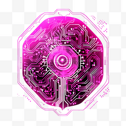 粉色人工智能科技电路png文件