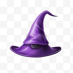 室内广告立牌图片_白色背景紫色女巫帽子巫术插画卡