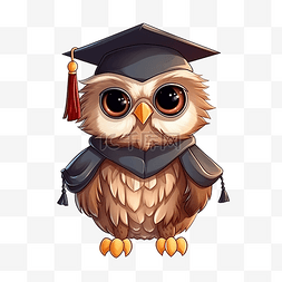 可爱的猫头鹰穿着毕业制服毕业动