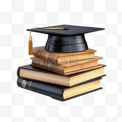 毕业帽书图片_3d 渲染文件存储与书奖杯和毕业帽