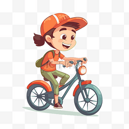 卡通男孩自行车图片_騎自行車