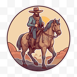 牛仔西部图片_狂野西部骑着马的人物剪贴画 向