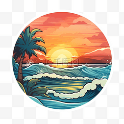 迈阿密图片_美丽的日落海滩贴纸与 ai 生成