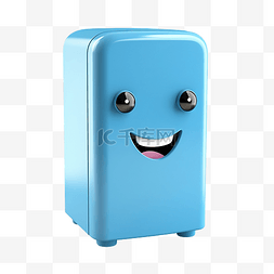 冷凝器图片_3D可爱的蓝色冰箱
